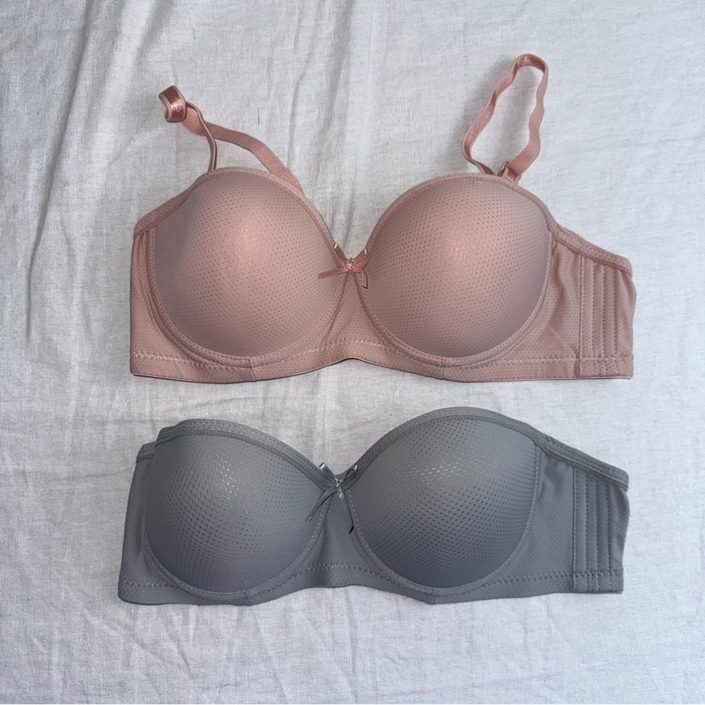 ROMWE Bra Set of 2- Pink and Gray small Adjustable strap Padded Wired #cc